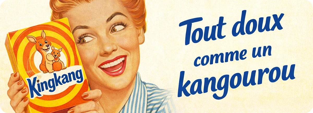 Visuel rétro illustrant la naissance de KingKang